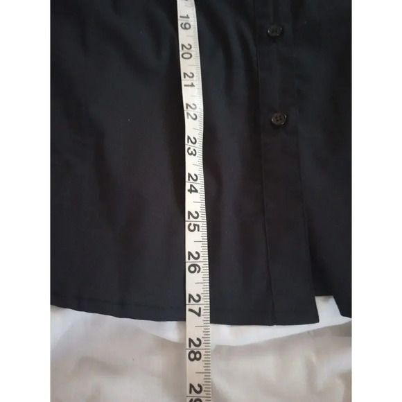 Boston Proper Button Up Blouse SZ 14 New Black Stretch Beaded Collar Long Sleeve - Picture 8 of 8